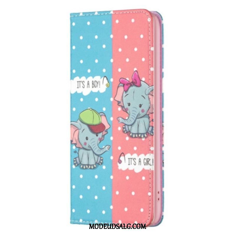 Cover iPhone 14 Pro Flip Cover Baby Elefanter