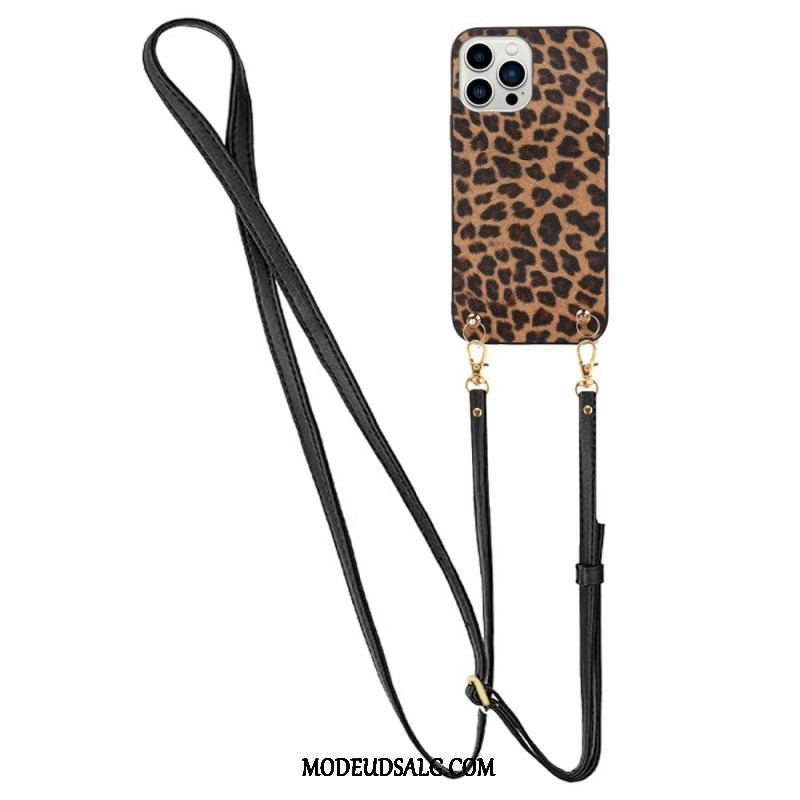 Cover iPhone 14 Pro Leopard Med Skulderrem