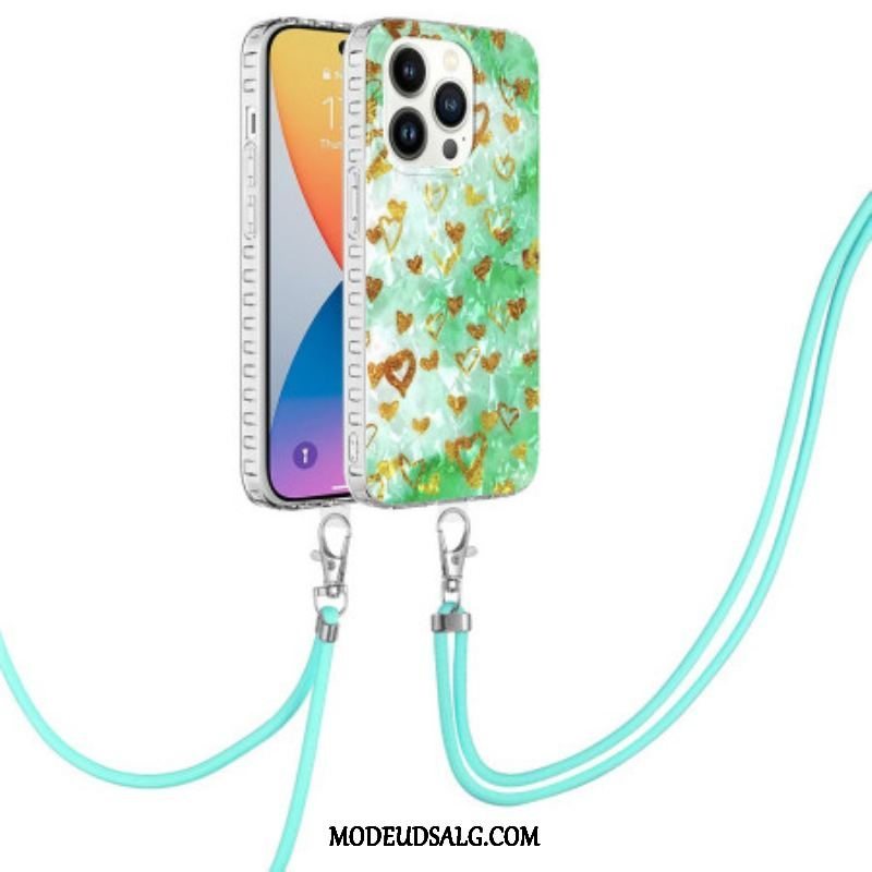 Cover iPhone 14 Pro Med Snor Stilfuld Hearts-snøre