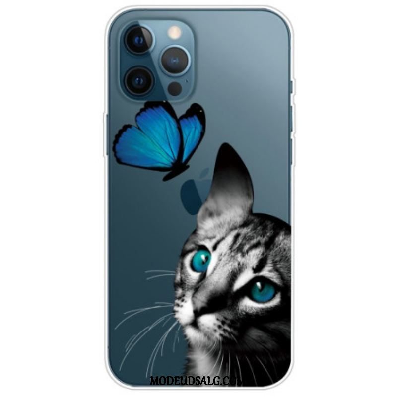 Cover iPhone 14 Pro Mellem Kat Og Sommerfugl