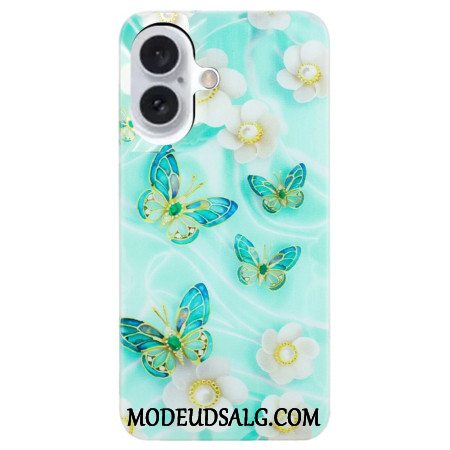 Cover iPhone 16 Blomster Og Sommerfugle