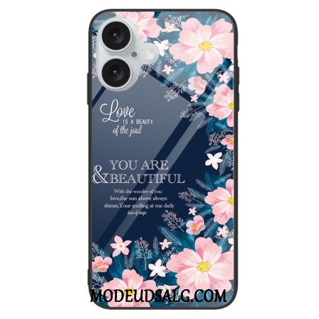 Cover iPhone 16 Plus Lyserøde Blomster Af Hærdet Glas