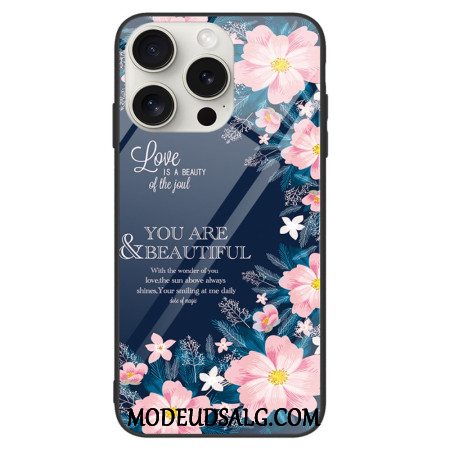 Cover iPhone 16 Pro Lyserøde Blomster Af Hærdet Glas