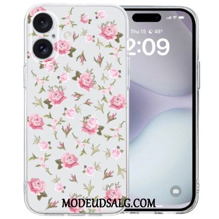 Cover iPhone 16 Transparent Edge Pink Flowers