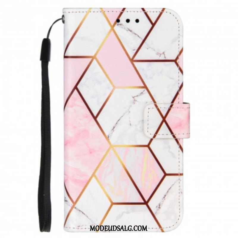 Flip Cover Moto G50 Med Snor Stribet Geometrisk Marmor