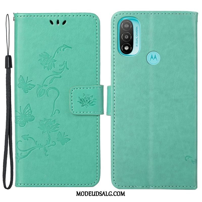 Flip Cover Moto G71 5G Asiatiske Sommerfugle Og Blomster