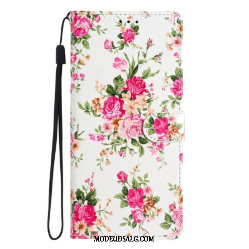 Flip Cover Moto G73 5G Med Snor Rem Liberty Flowers