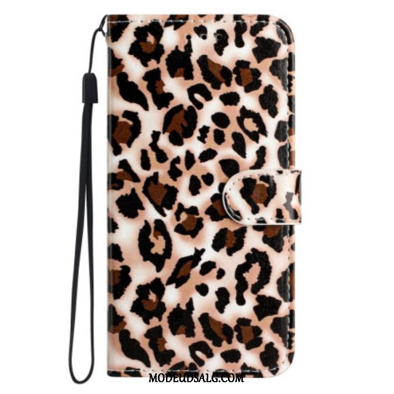 Flip Cover Moto G73 5G Med Snor Strappy Leopard Print