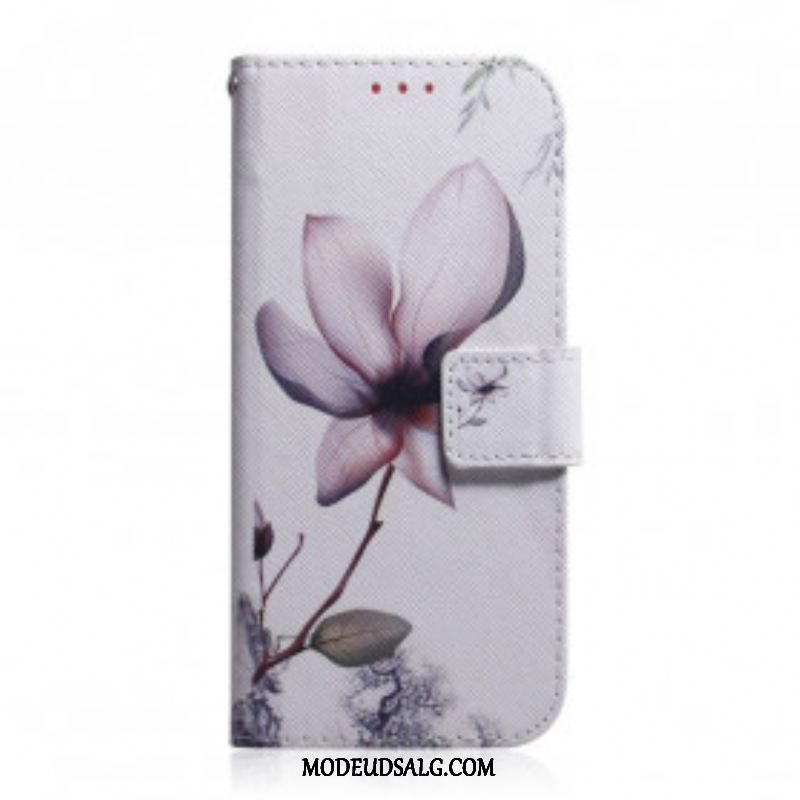 Flip Cover Motorola Edge 20 Pro Blomst Støvet Pink