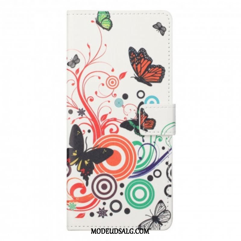 Flip Cover Motorola Edge 20 Pro Sommerfugle Og Blomster