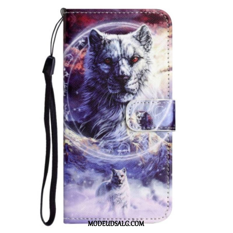 Flip Cover OnePlus 10T 5G Med Snor Lanyard Wolf