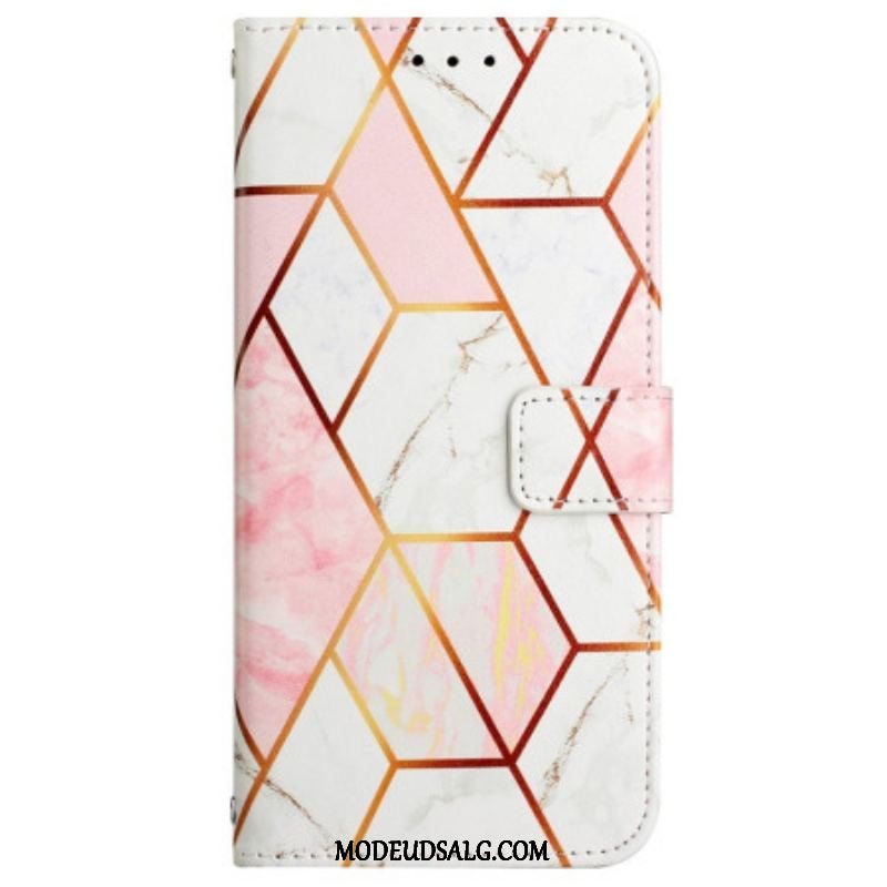 Flip Cover Oppo A94 5G Marmor Geometrisk Med Rem