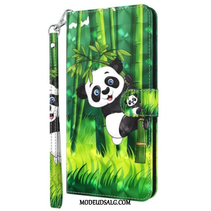 Flip Cover Oppo A94 5G Panda Med Snor