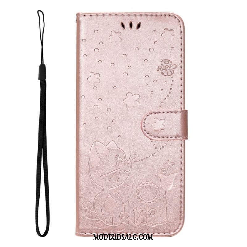 Flip Cover Oppo Find X5 Lite Med Snor Thong Katte Og Bier