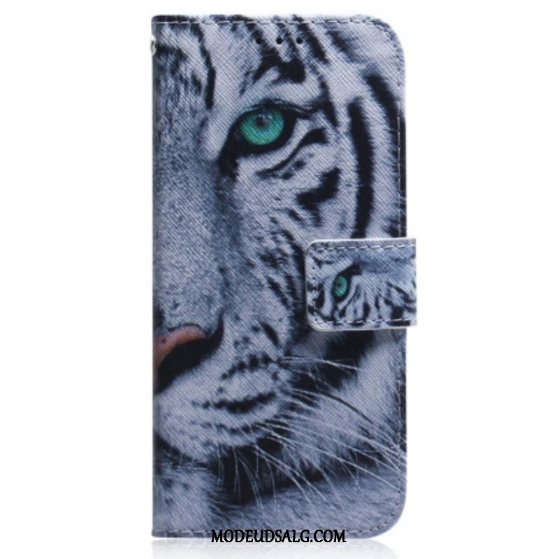 Flip Cover Oppo Reno 8 Lite Hvid Tiger