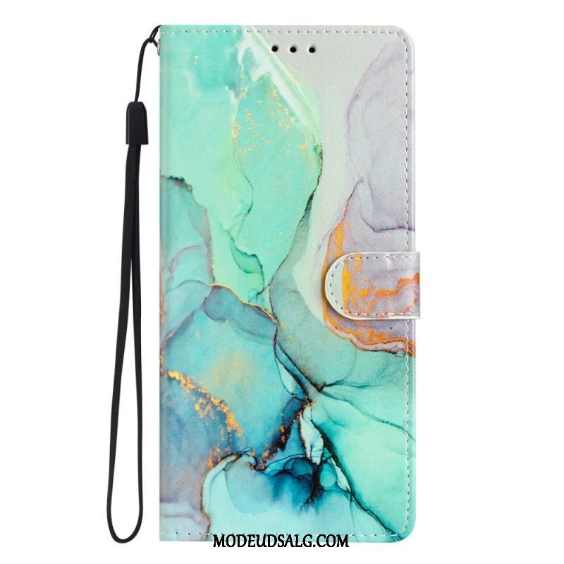 Flip Cover Oppo Reno 8 Med Snor Strip Marmor