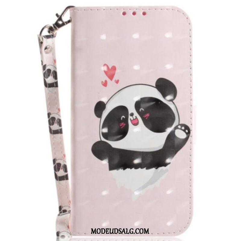 Flip Cover Oppo Reno 8 Pro Panda Love Med Snor