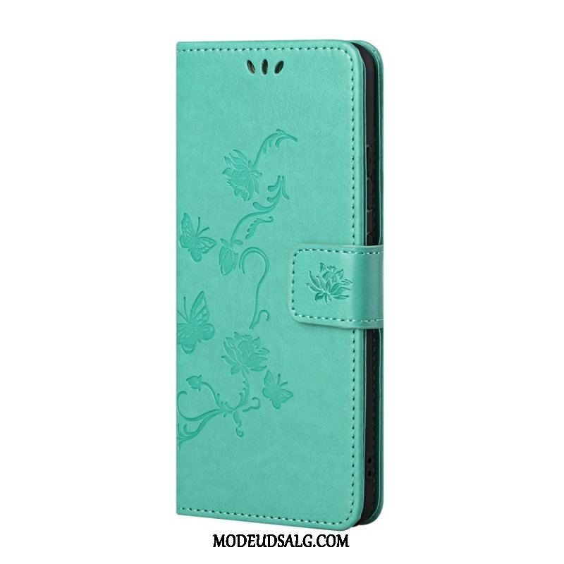 Flip Cover Samsung Galaxy A13 5G / A04s Med Snor Rem Blomster