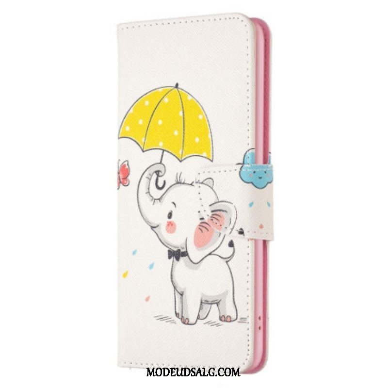 Flip Cover Samsung Galaxy A14 / A14 5G Elefant I Regnen