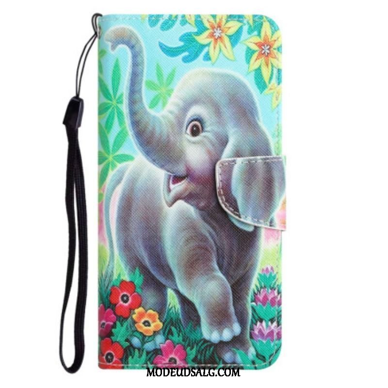 Flip Cover Samsung Galaxy A14 / A14 5G Med Snor Munter Elefant Med Snor