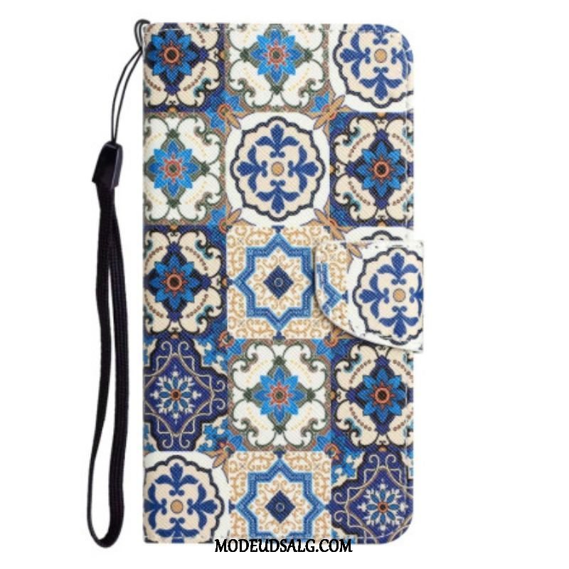 Flip Cover Samsung Galaxy A14 / A14 5G Med Snor Strappy Patchwork