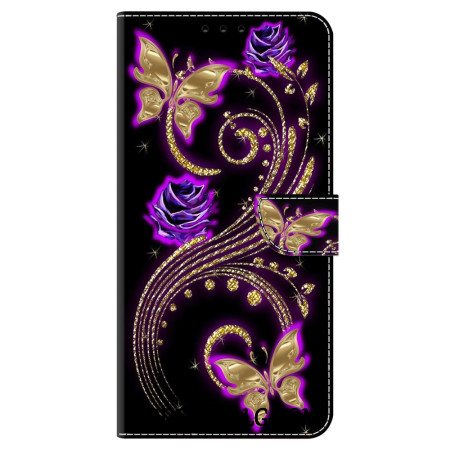 Flip Cover Samsung Galaxy A15 Violette Blomster Og Sommerfugle