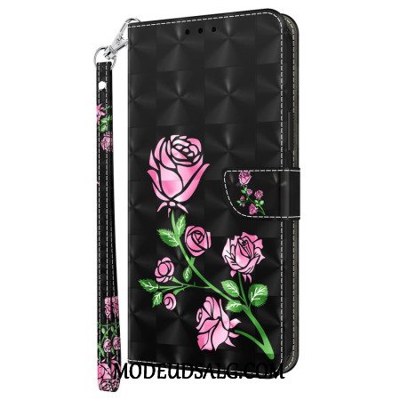 Flip Cover Samsung Galaxy A16 5g Lyserøde Blomster Med Rem