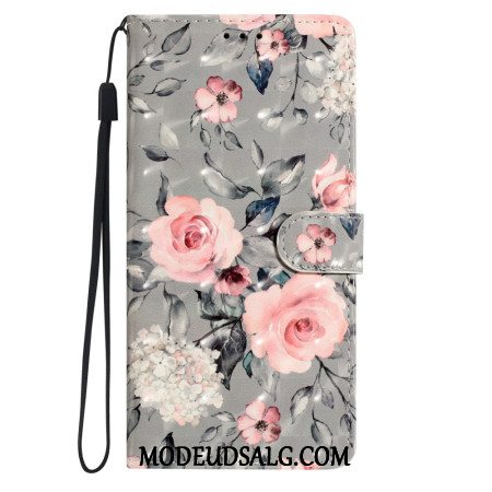 Flip Cover Samsung Galaxy A16 5g Rosa Blomster Mønster