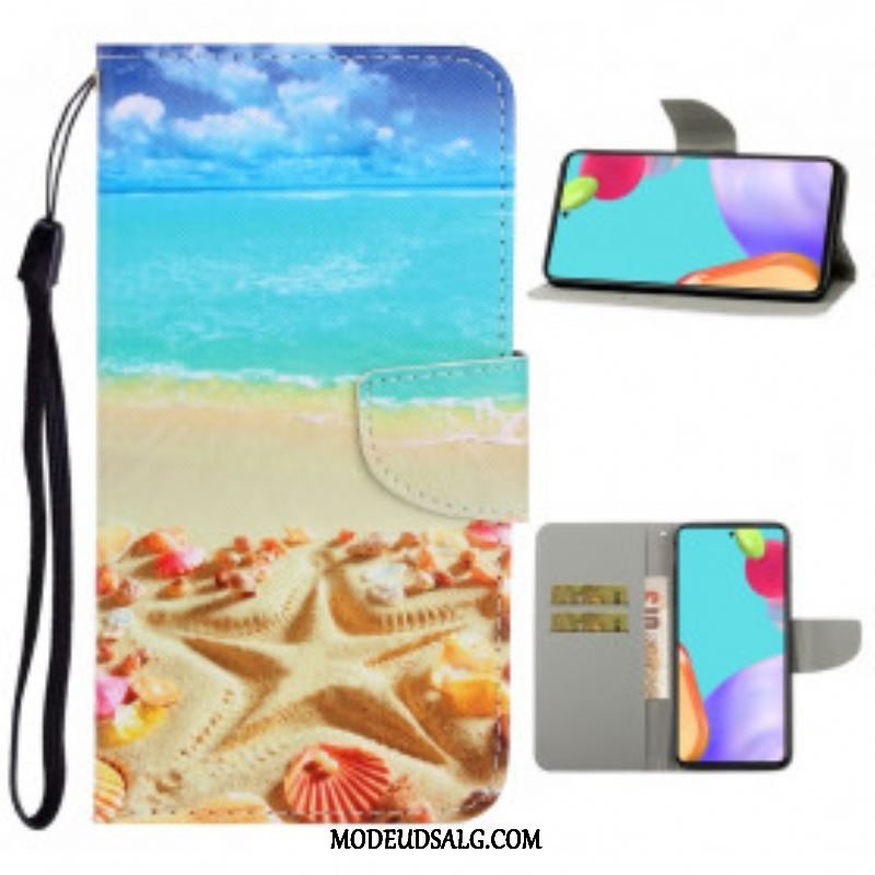 Flip Cover Samsung Galaxy A52 4G / A52 5G / A52s 5G Med Snor Lanyard Beach