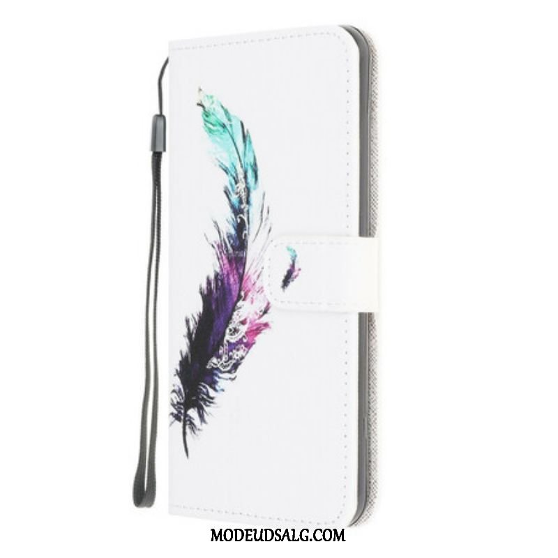 Flip Cover Samsung Galaxy M12 / A12 Med Snor Fjer Med Snor