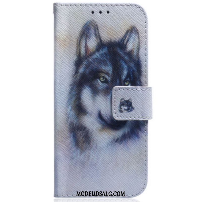 Flip Cover Samsung Galaxy M13 Med Snor Strappy Akvarelhund