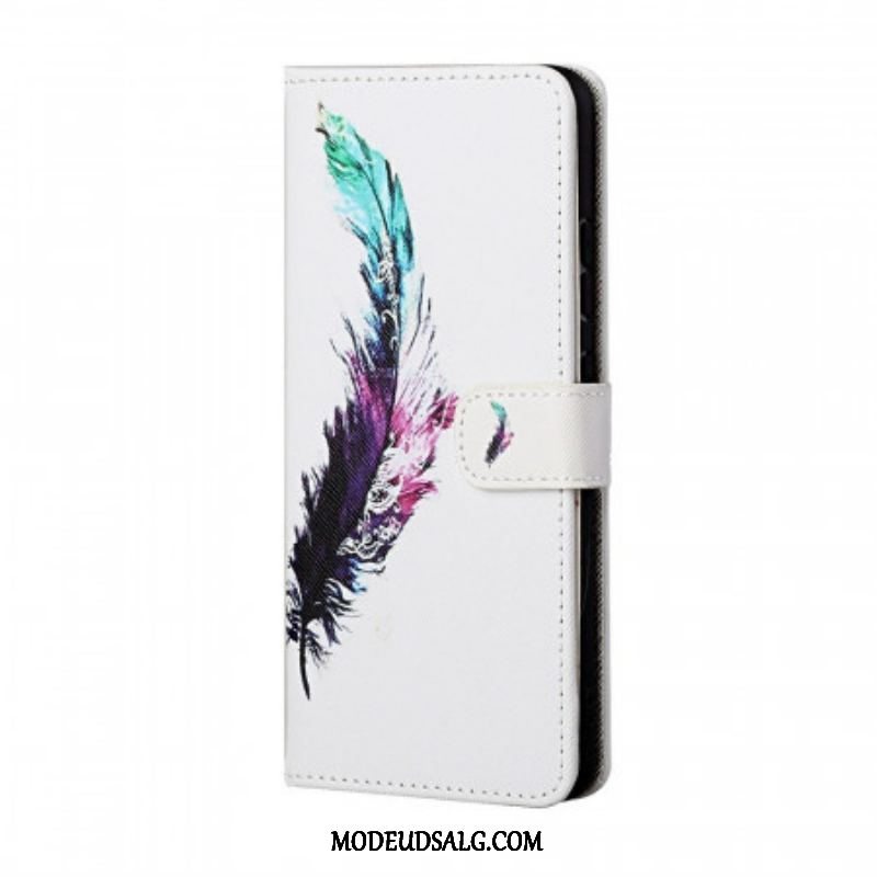 Flip Cover Samsung Galaxy M23 5G Med Snor Fjer Med Snor