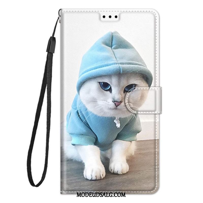 Flip Cover Samsung Galaxy M23 5G Med Snor Thong Cat Fan