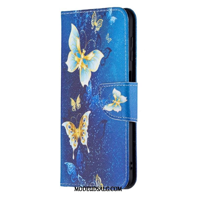 Flip Cover Samsung Galaxy M32 Gyldne Sommerfugle