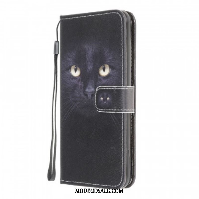 Flip Cover Samsung Galaxy M32 Med Snor Strappy Black Cat Eyes