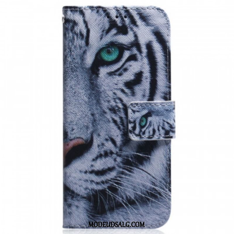 Flip Cover Samsung Galaxy M53 5G Hvid Tiger