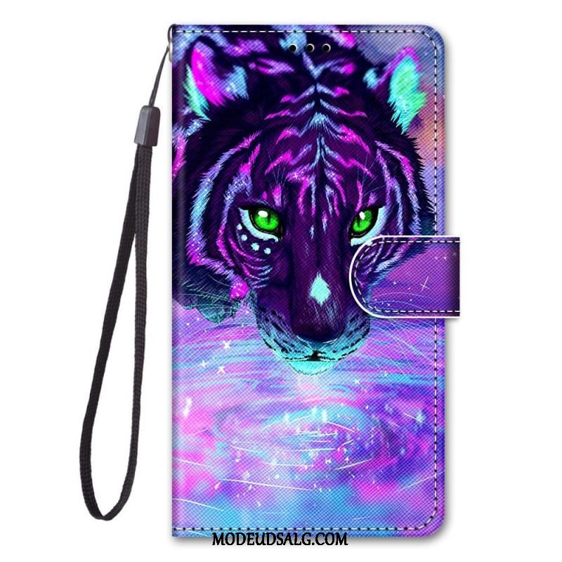 Flip Cover Samsung Galaxy M53 5G Med Snor Feline On Fire Med Strop