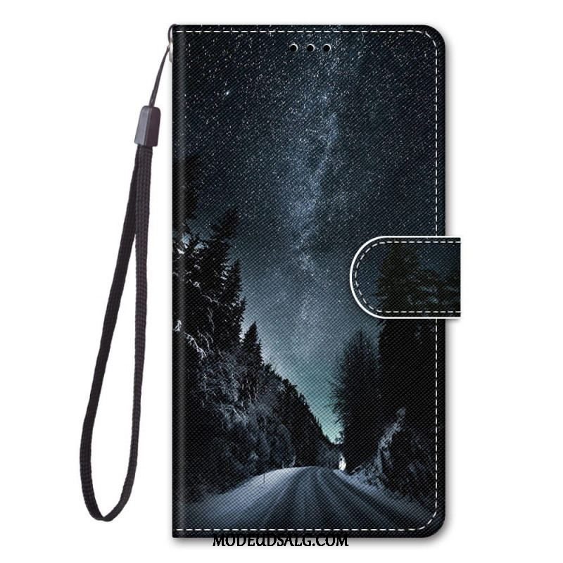 Flip Cover Samsung Galaxy M53 5G Med Snor Lanyard Landskab