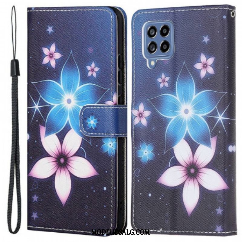 Flip Cover Samsung Galaxy M53 5G Med Snor Lunar Strap Blomster