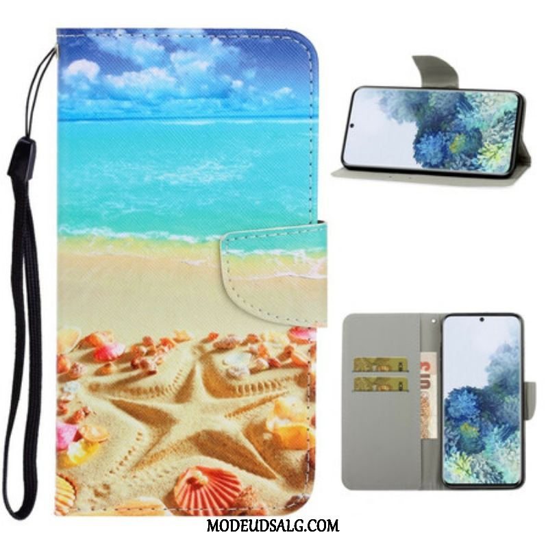 Flip Cover Samsung Galaxy S21 5G Med Snor Lanyard Beach