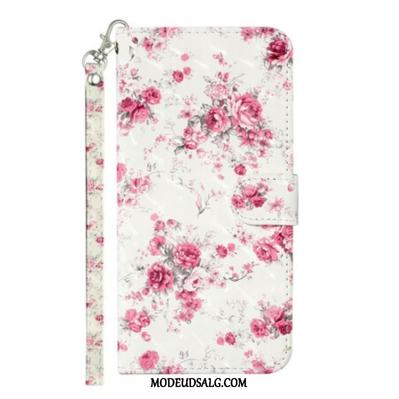 Flip Cover Samsung Galaxy S21 5G Med Snor Strap Light Spot Flowers