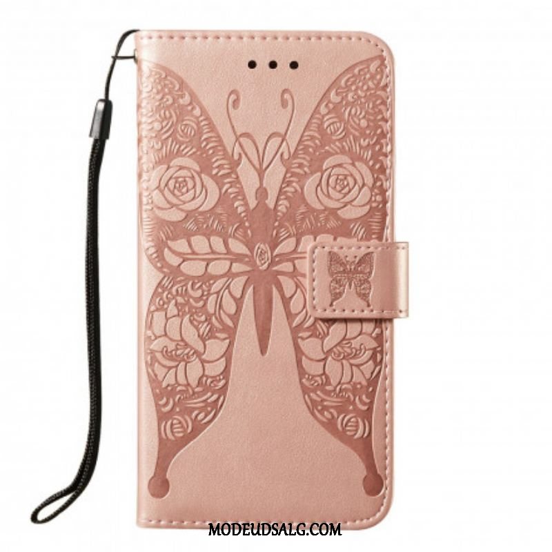 Flip Cover Samsung Galaxy S21 5G Sommerfugleblomst Mønster