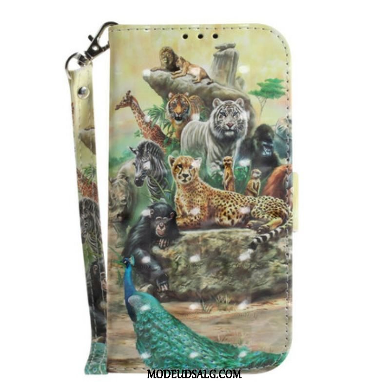 Flip Cover Samsung Galaxy S21 FE Med Snor Thong Safari Dyr