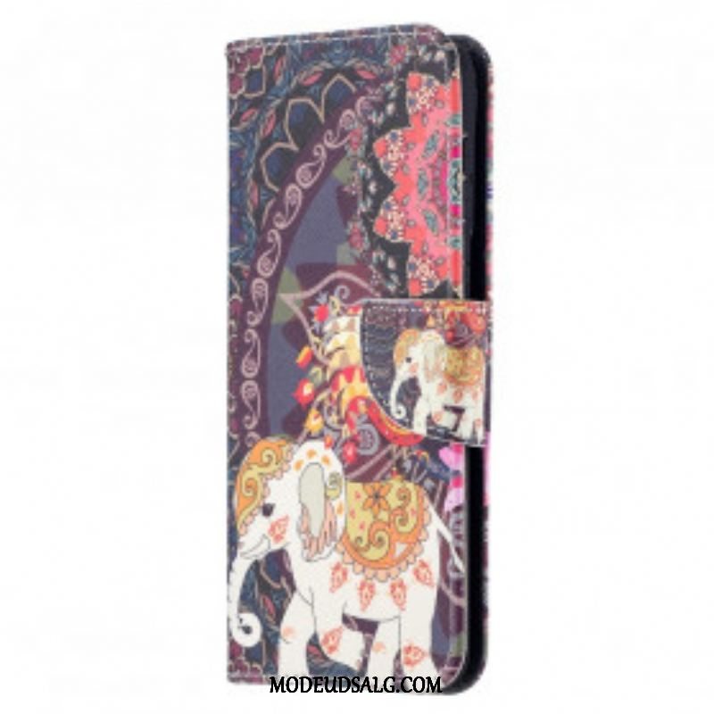 Flip Cover Samsung Galaxy S21 Plus 5G Mandala Med Etniske Elefanter