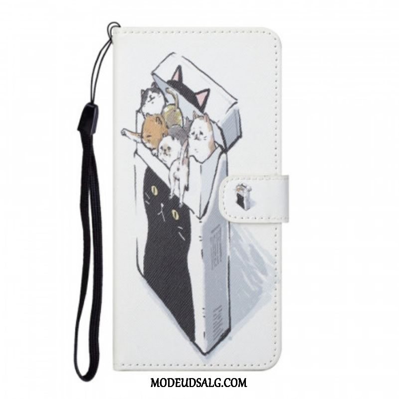 Flip Cover Samsung Galaxy S22 Plus 5G Med Snor Levering Thong Cats