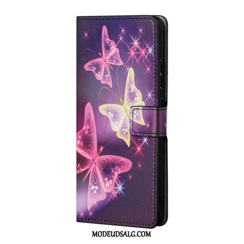 Flip Cover Samsung Galaxy S22 Plus 5G Sommerfugle Og Blomster