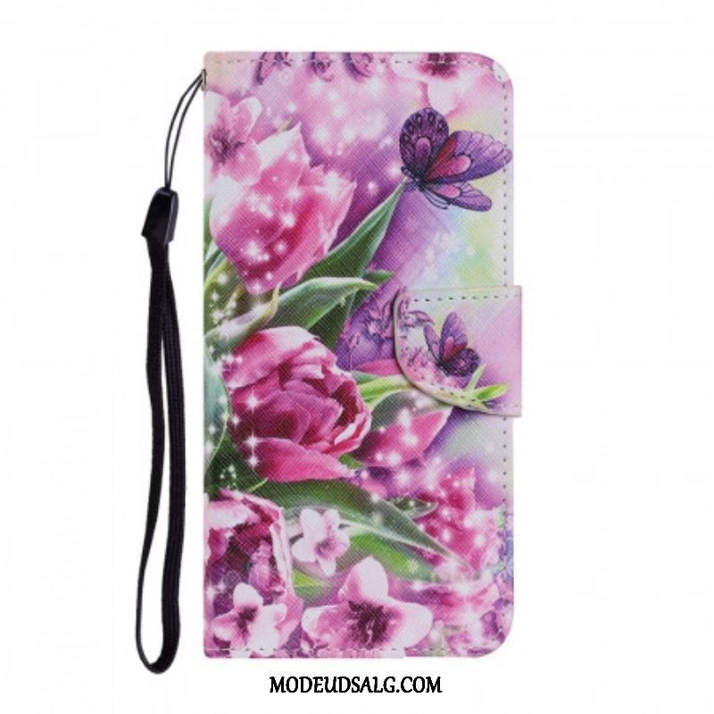 Flip Cover Samsung Galaxy S22 Plus 5G Sommerfugle Og Tulipaner