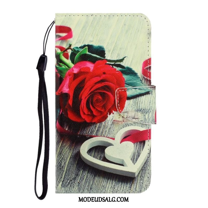 Flip Cover Samsung Galaxy S22 Ultra 5G Med Snor Farverige Strappy Blomster