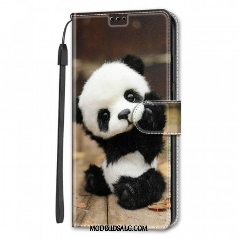 Flip Cover Samsung Galaxy S22 Ultra 5G Med Snor Spil Lille Panda Med Rem