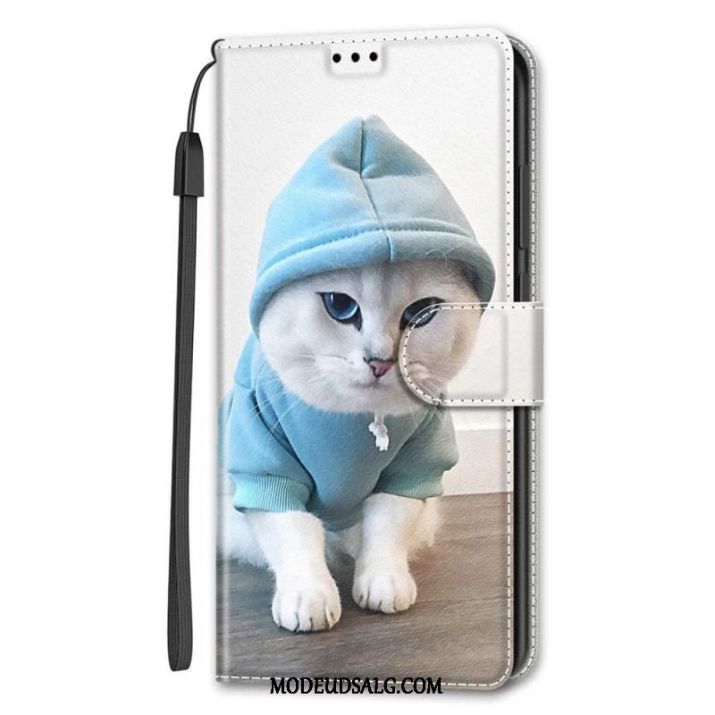 Flip Cover Samsung Galaxy S22 Ultra 5G Med Snor Thong Cat Fan